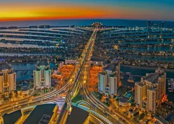 Dubai palm view at sunset time